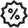 Et stilisert rabattsymbol som representerer et prosenttegn, typisk for et rabatt- eller tilbudspiktogram.